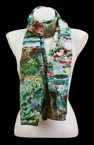 Claude Monet silk scarf : Bridge & Water Lilies